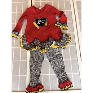 Girls 4t ABC School Outfit Set Preppy Boutique Long Sleeves Ruffle Pants